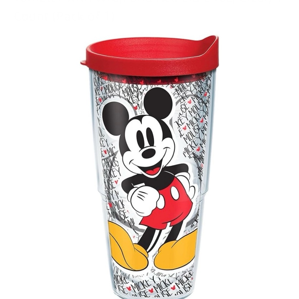 New Tervis Classic Disney Mickey Tumbler 24 Oz with red lid, Mickey Mouse print